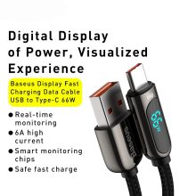 کابل تبدیل USB به USB-C باسئوس مدل Display Fast Charging-66w طول 2 متر